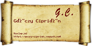 Géczy Ciprián névjegykártya